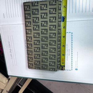 Fendi Olive and Black Monogram Clutch